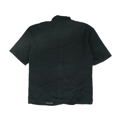 Black Print Short Sleeve Button Down