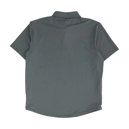 Gray Solid Short Sleeve Polo