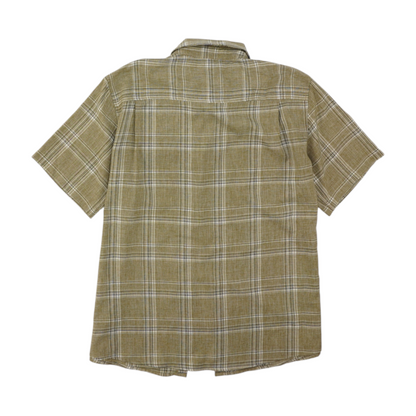 Tan Plaid Short Sleeve Button Down