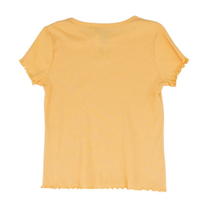 Orange Solid Crewneck Knit Top
