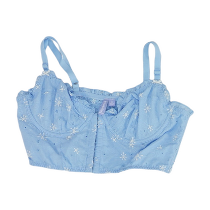 Blue Floral Cropped Blouse