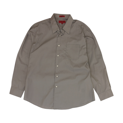 Gray Solid Long Sleeve Button Down