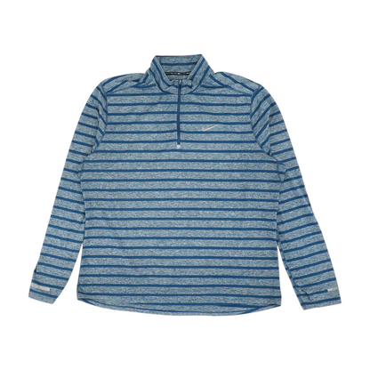 Teal Striped 1/4 Zip Pullover