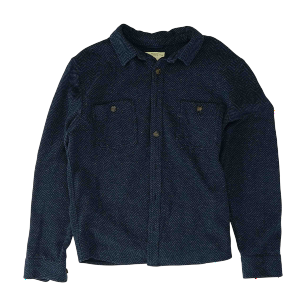 Navy Chevron Flannel Button Down