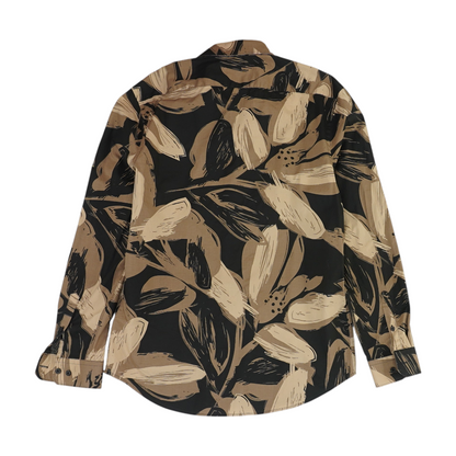 Brown Abstract Long Sleeve Button Down