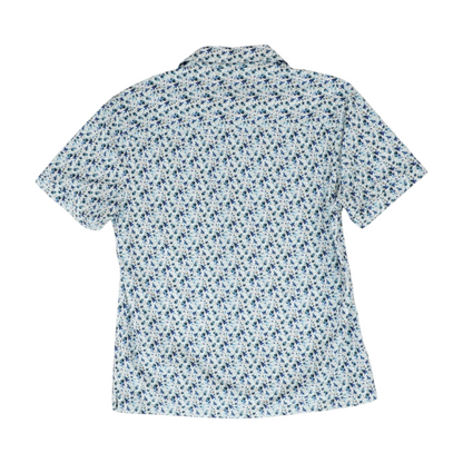 White Floral Short Sleeve Button Down