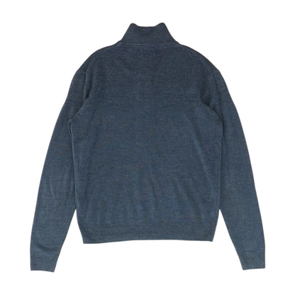 Blue Solid 1/4 Zip Sweater