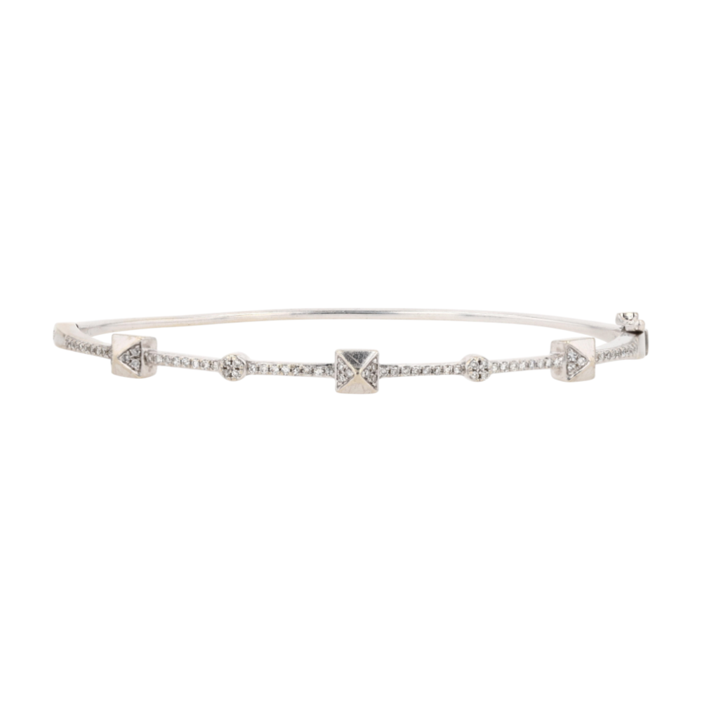 1/5 ctw 14K White Gold Diamond Bangle Bracelet – Image 1