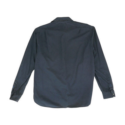 Navy Print Long Sleeve Button Down
