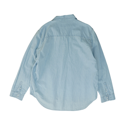 Blue Solid Long Sleeve Button Down