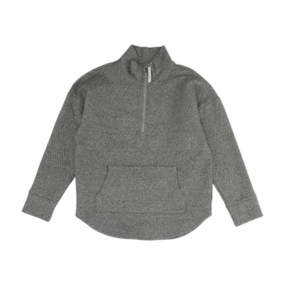 Gray Solid 1/4 Zip Pullover
