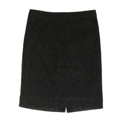 Black Solid Midi Skirt