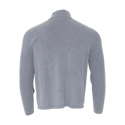 Gray Solid Cardigan Sweater