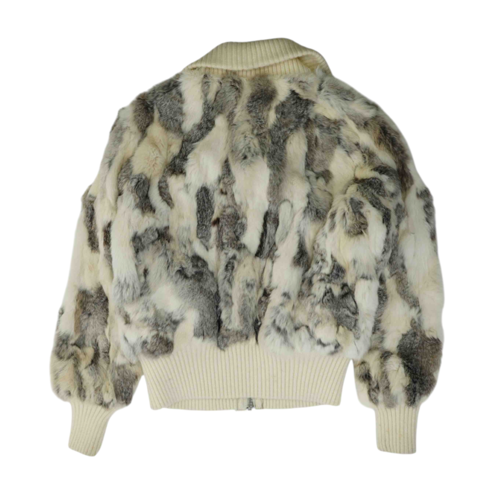 Raffaelo Leather Ivory Animal Print Fur Jacket – Image 2