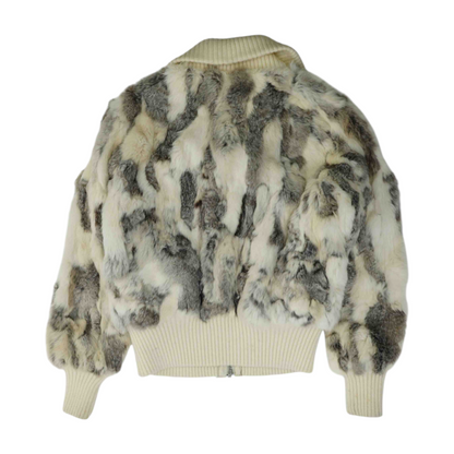 Raffaelo Leather Ivory Animal Print Fur Jacket – Image 2