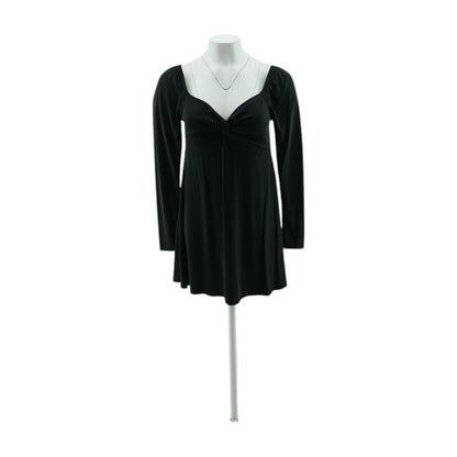 Black Solid Midi Dress