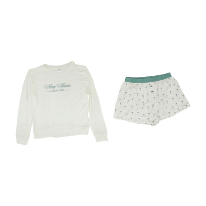White Solid Pajama Set