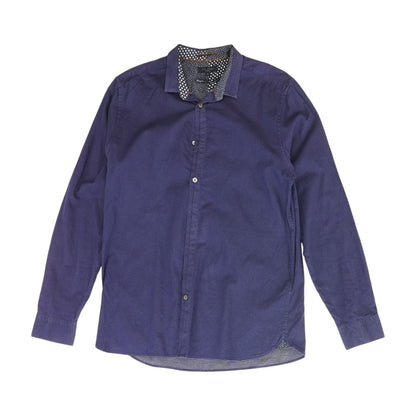 Navy Polka Dot Long Sleeve Button Down