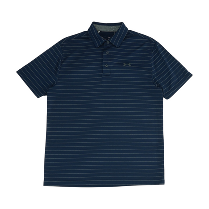 Navy Striped Short Sleeve Polo