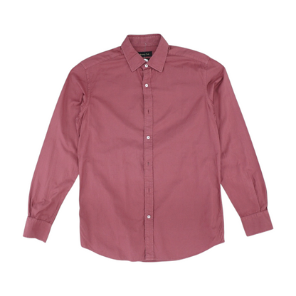 Red Solid Long Sleeve Button Down