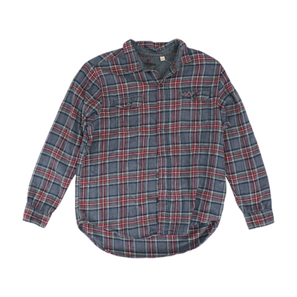 Gray Plaid Flannel Button Down