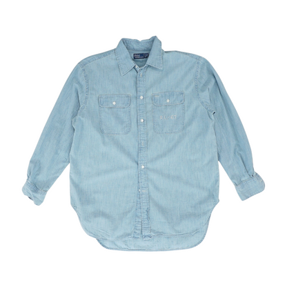 Blue Graphic Button Down