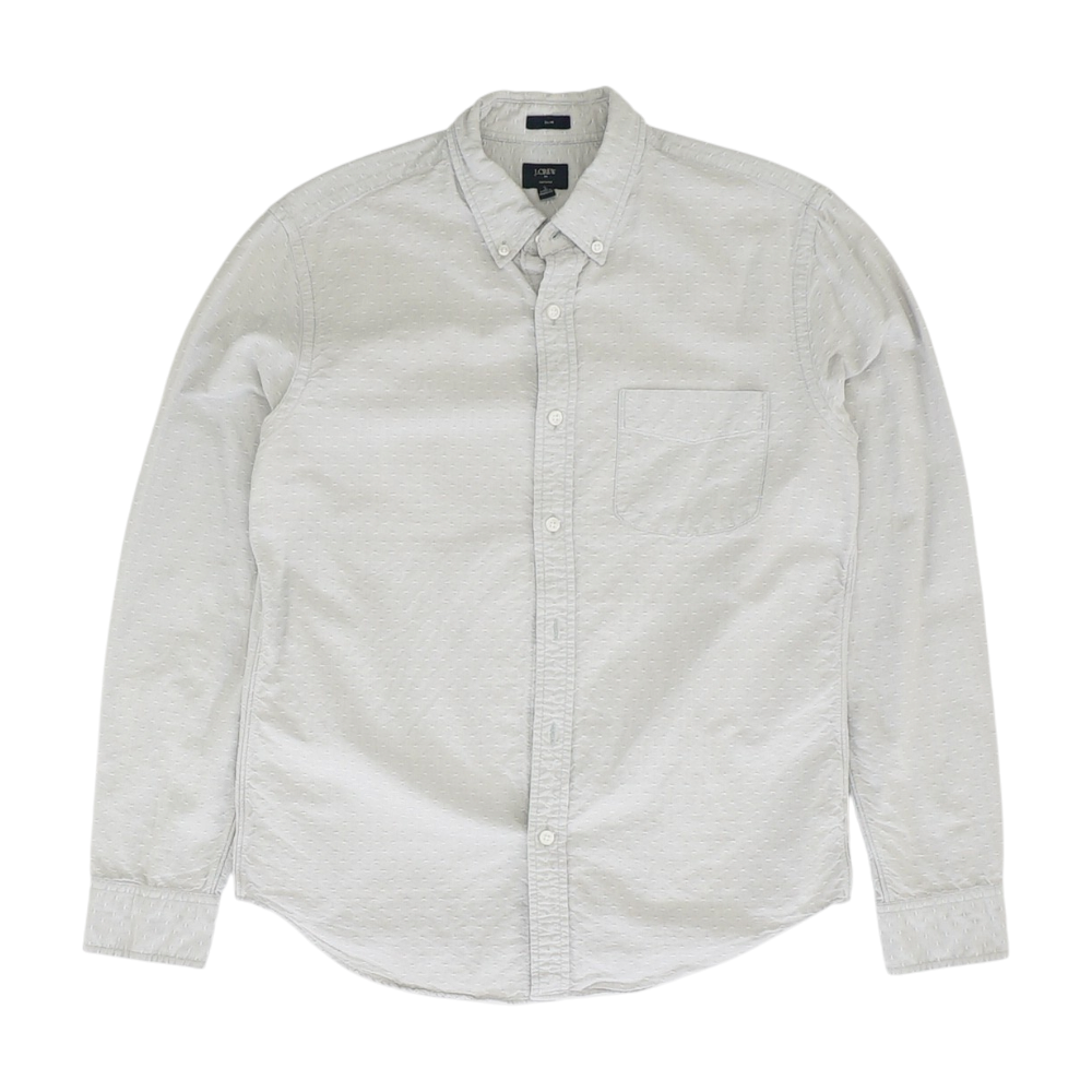 Gray Polka Dot Long Sleeve Button Down