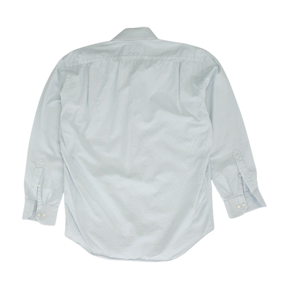 Blue Solid Long Sleeve Button Down
