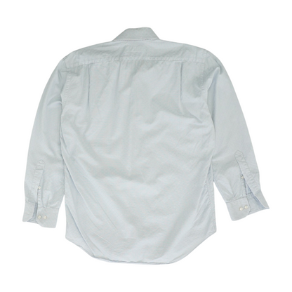 Blue Solid Long Sleeve Button Down