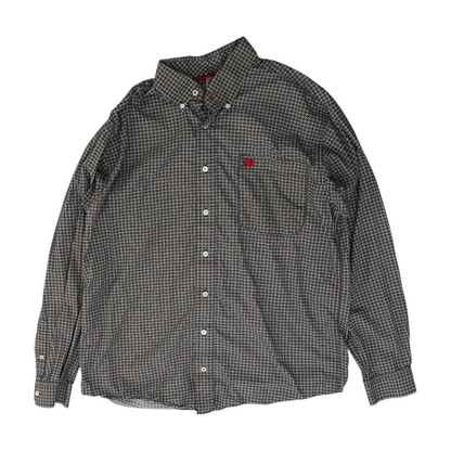 Black Print Long Sleeve Button Down