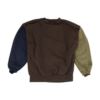 Brown Color Block Sweatshirt Pullover