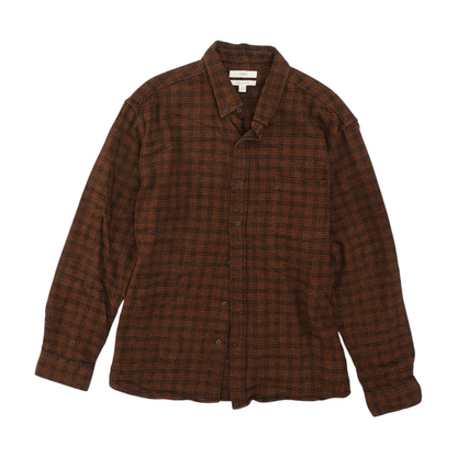 Brown Print Flannel Button Down