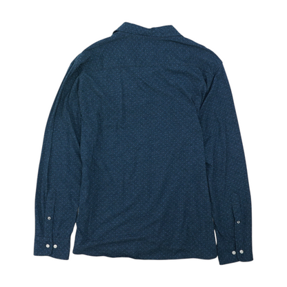 Blue Polka Dot Long Sleeve Button Down