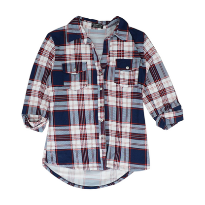 Navy Plaid Button Down