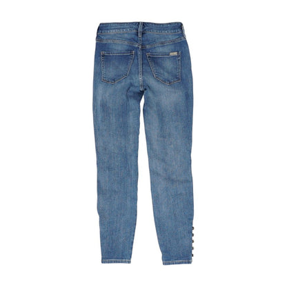 Blue Solid Mid Rise Skinny Leg Jeans