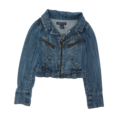 Vintage Blue Solid Denim Jacket