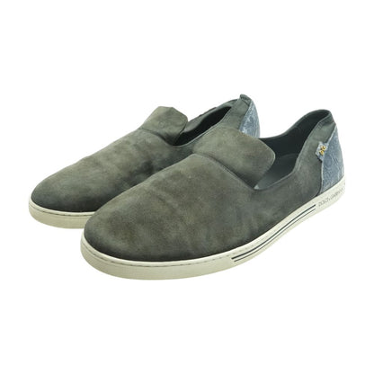 Blue Suede Caiman Slip-On Sneakers