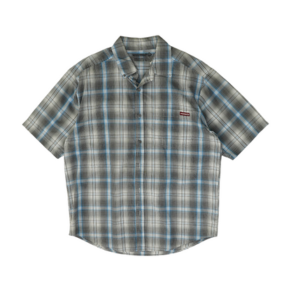 Gray Plaid Short Sleeve Button Down