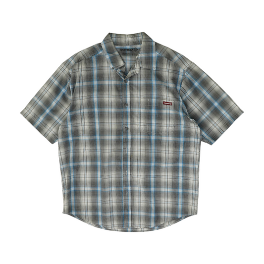 Gray Plaid Short Sleeve Button Down