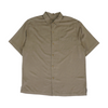 Brown Solid Short Sleeve Button Down