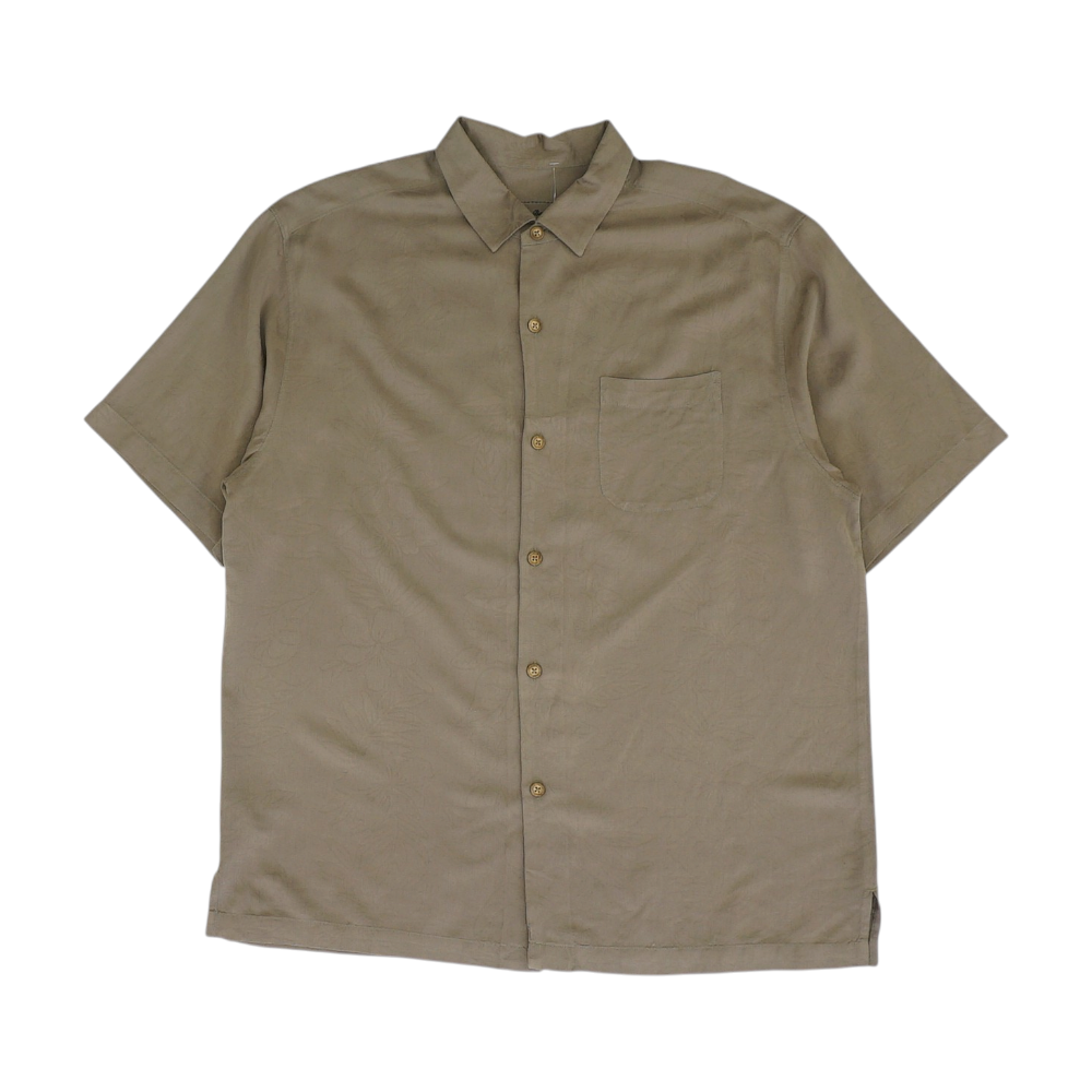 Brown Solid Short Sleeve Button Down