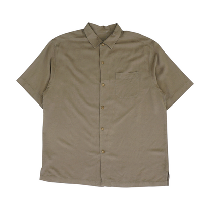 Brown Solid Short Sleeve Button Down