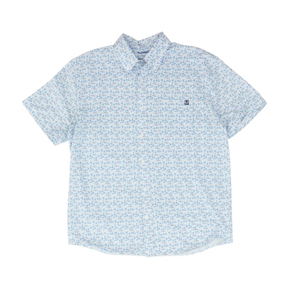 Blue Print Short Sleeve Button Down