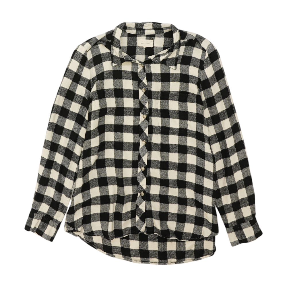 Melloday Black Check Flannel Button Down – Image 1