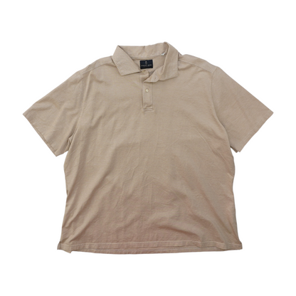 Beige Solid Short Sleeve Polo
