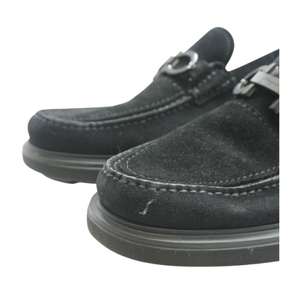 Black Suede Gancini Loafers