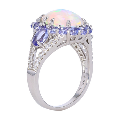 Sterling Silver Opal Fashion Ring