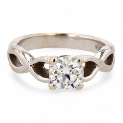 1.00 ct 14K White Gold Forever One Solitaire Moissanite Engagement Ring