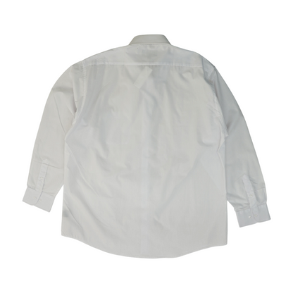 White Solid Long Sleeve Button Down