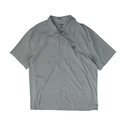 Gray Solid Short Sleeve Button Down